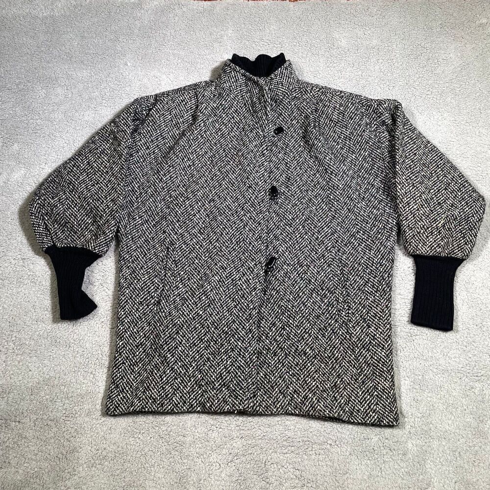 Vintage Herringbone Tweed Jacket Women's Button Union Made USA 14P